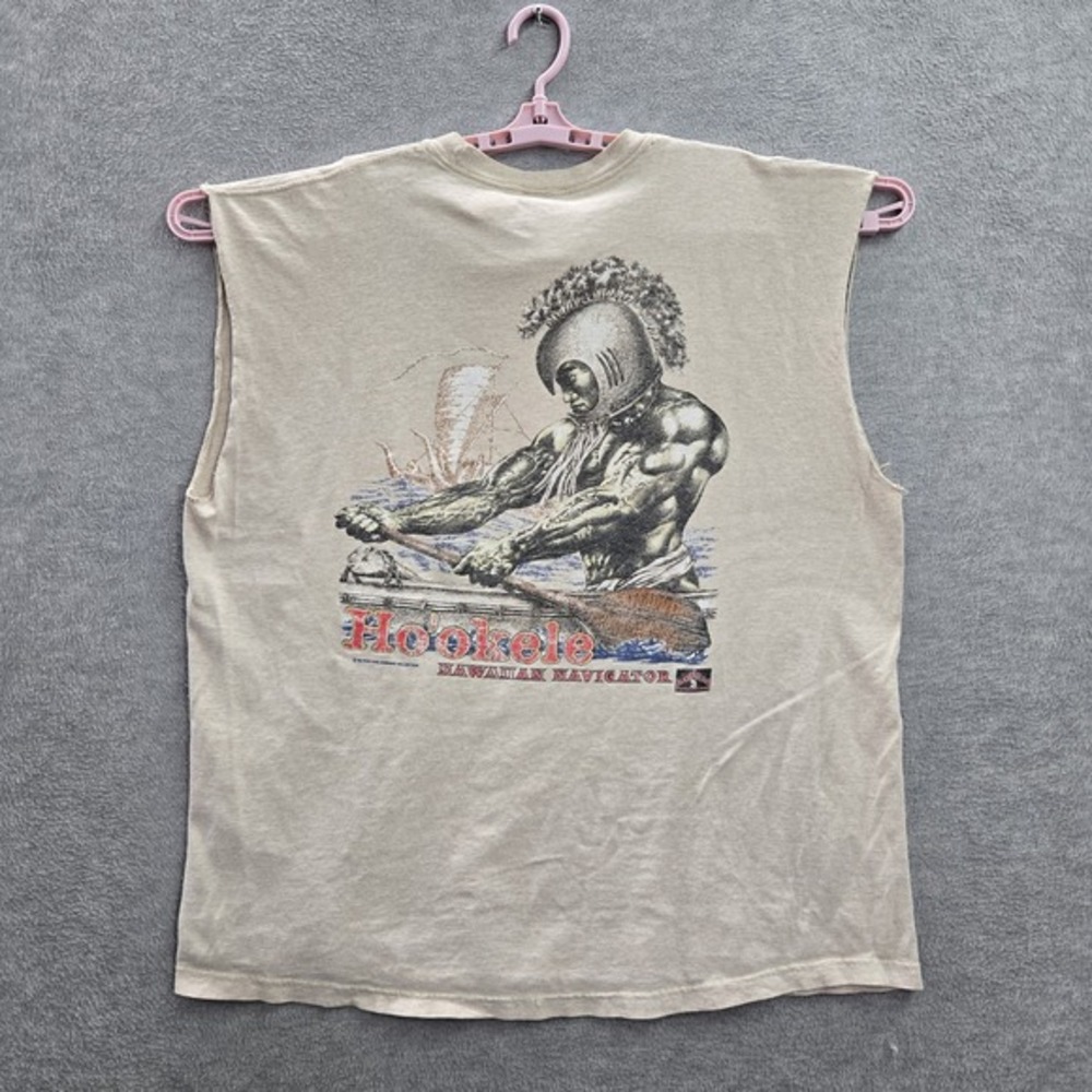 VINTAGE Hawaiian Strength Men Shirt 2X Hookele Hawaiian Navigator Sleeveless Y2K - Picture 10 of 10